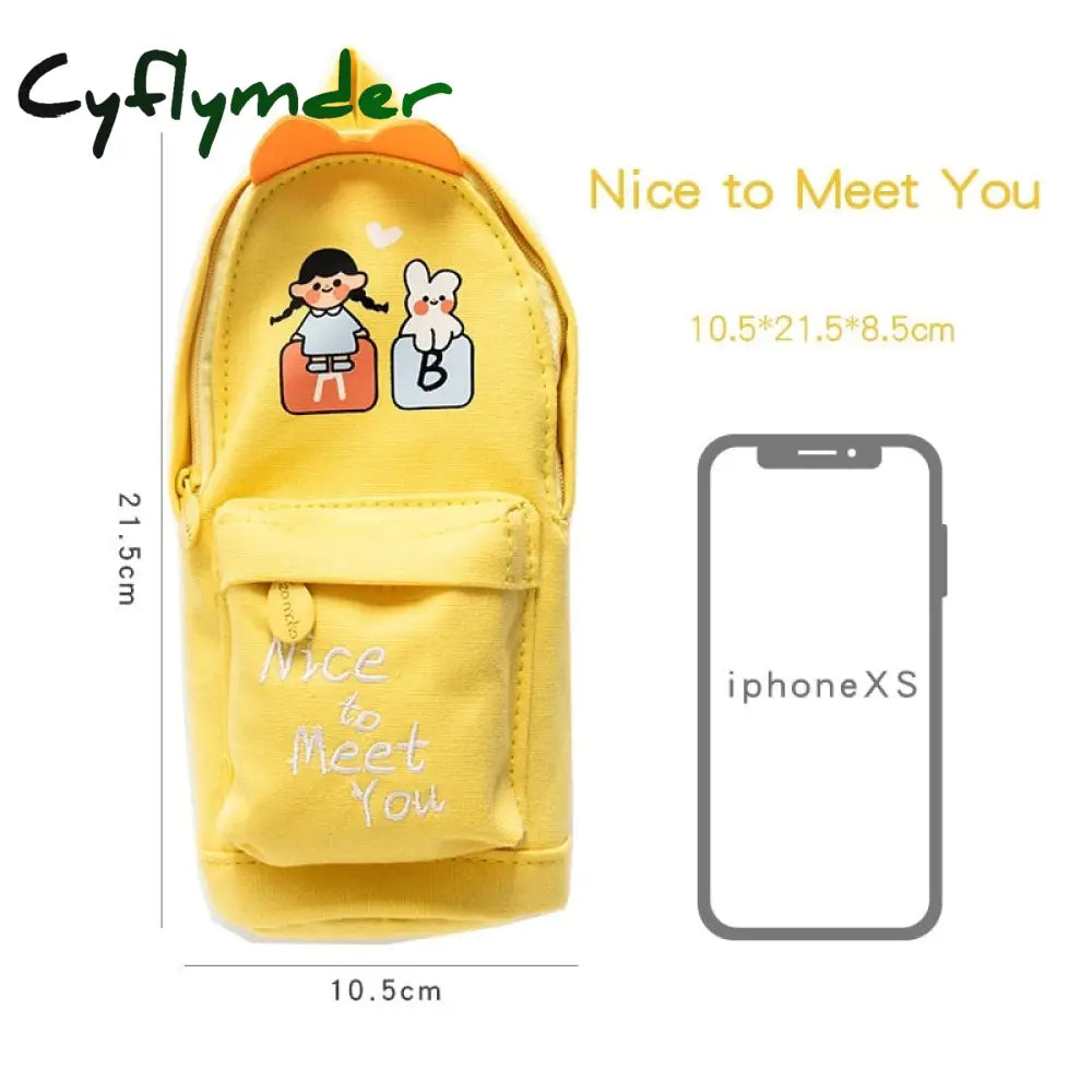 Cyflymder Kawaii Lucky Cat And Dinosaur Pen Pencil Bag Cartoon Schoolbag Shape Storage Organizer