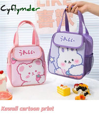 Cyflymder Kawaii Lunch Bag Women Cute Bear Picnic Travel Thermal Breakfast Box Girls School Child