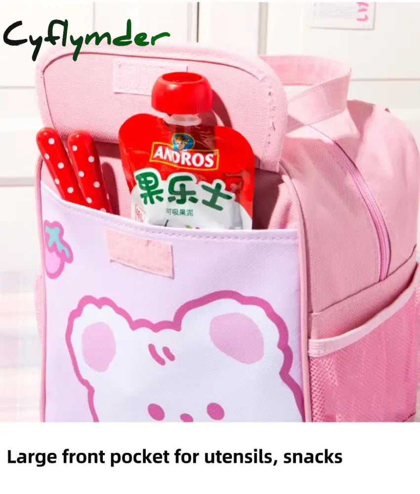 Cyflymder Kawaii Lunch Bag Women Cute Bear Picnic Travel Thermal Breakfast Box Girls School Child