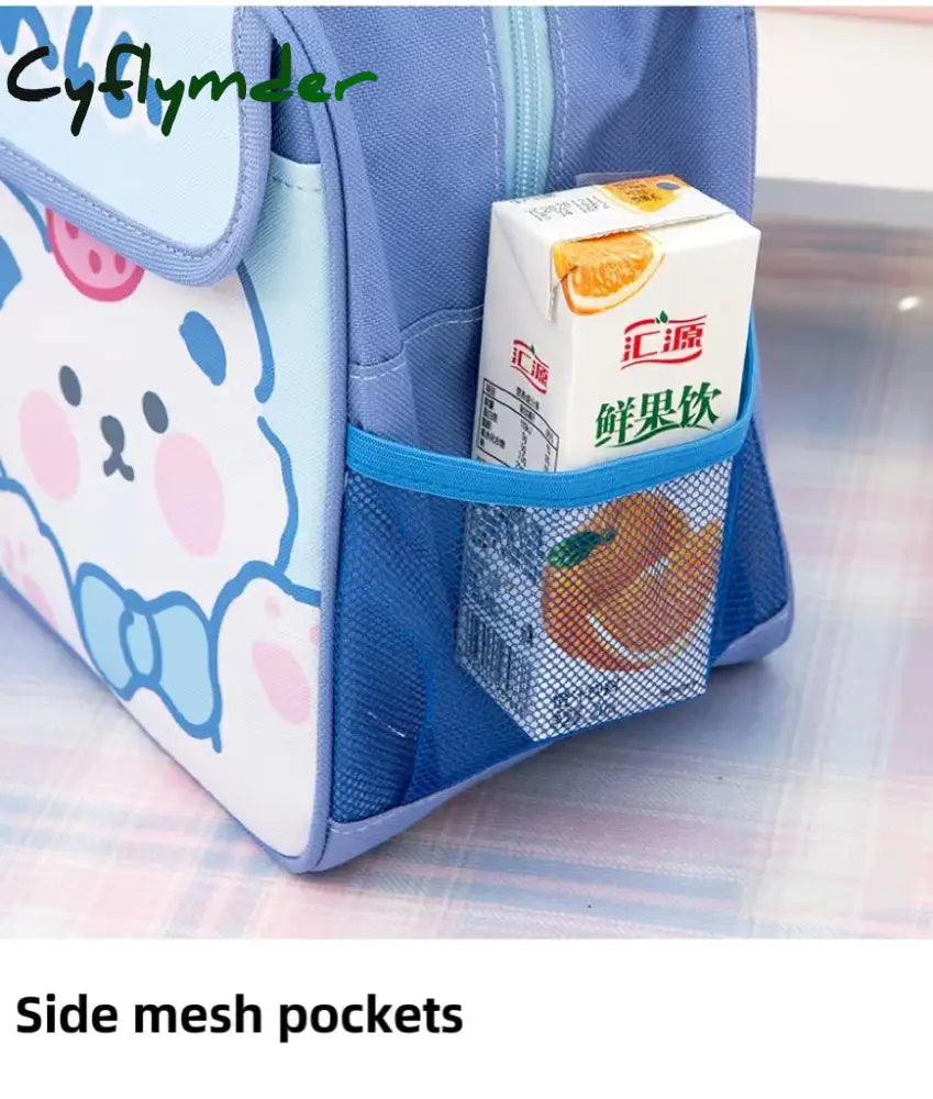 Cyflymder Kawaii Lunch Bag Women Cute Bear Picnic Travel Thermal Breakfast Box Girls School Child