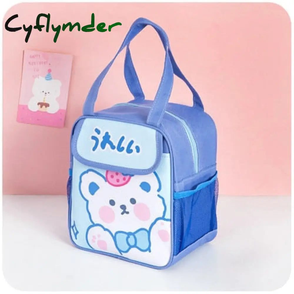 Cyflymder Kawaii Lunch Bag Women Cute Bear Picnic Travel Thermal Breakfast Box Girls School Child