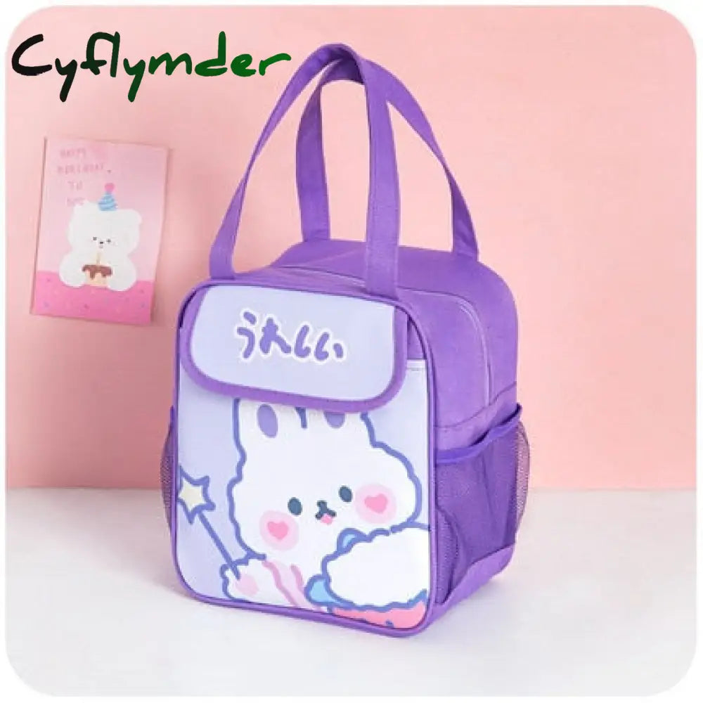 Cyflymder Kawaii Lunch Bag Women Cute Bear Picnic Travel Thermal Breakfast Box Girls School Child