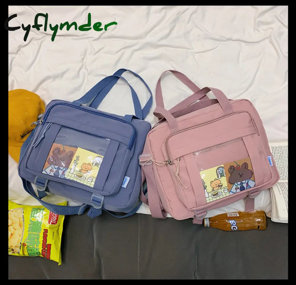 Cyflymder Kawaii Women Shoulder Bag Crossbody Shopping Bags Teenage Girls Student Bookbag Handbags