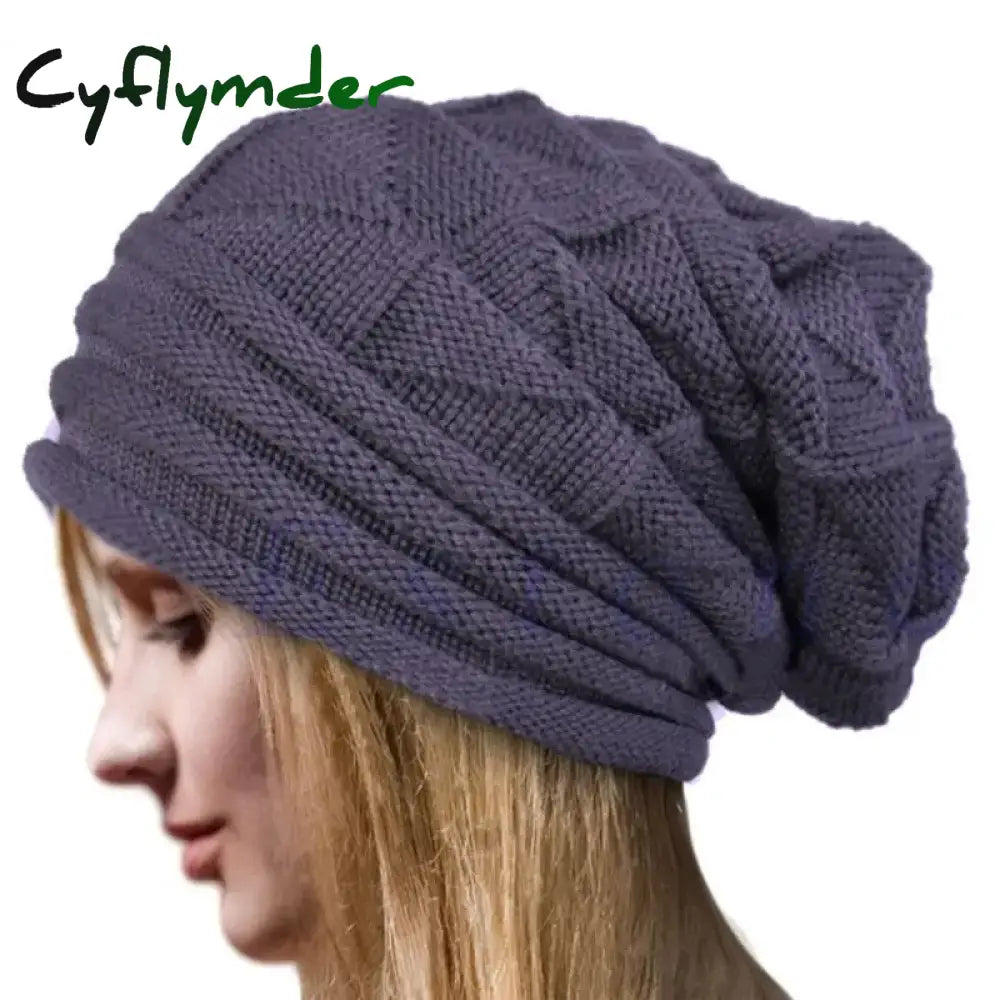 Cyflymder Knitted Baggy Beanie Oversized Winter Hat Ski Slouchy Cap Skullies Beanies Women Men Winter Wool Warm Cap