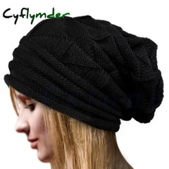 Cyflymder Knitted Baggy Beanie Oversized Winter Hat Ski Slouchy Cap Skullies Beanies Women Men Winter Wool Warm Cap