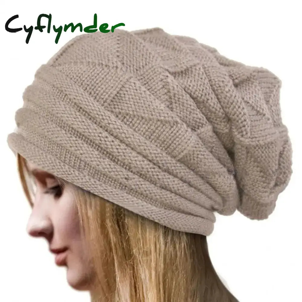 Cyflymder Knitted Baggy Beanie Oversized Winter Hat Ski Slouchy Cap Skullies Beanies Women Men Winter Wool Warm Cap