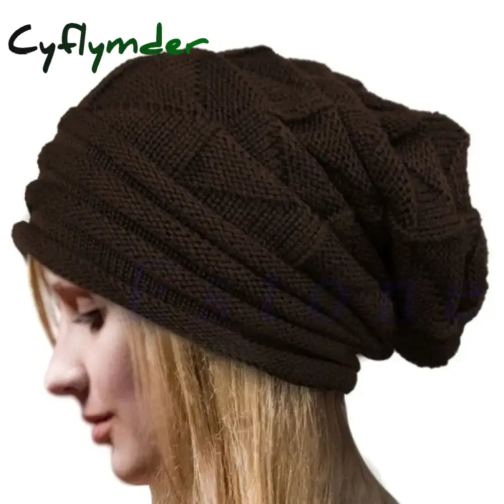 Cyflymder Knitted Baggy Beanie Oversized Winter Hat Ski Slouchy Cap Skullies Beanies Women Men Winter Wool Warm Cap