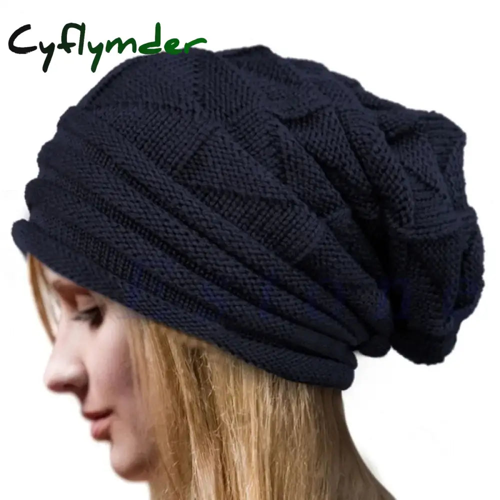 Cyflymder Knitted Baggy Beanie Oversized Winter Hat Ski Slouchy Cap Skullies Beanies Women Men Winter Wool Warm Cap