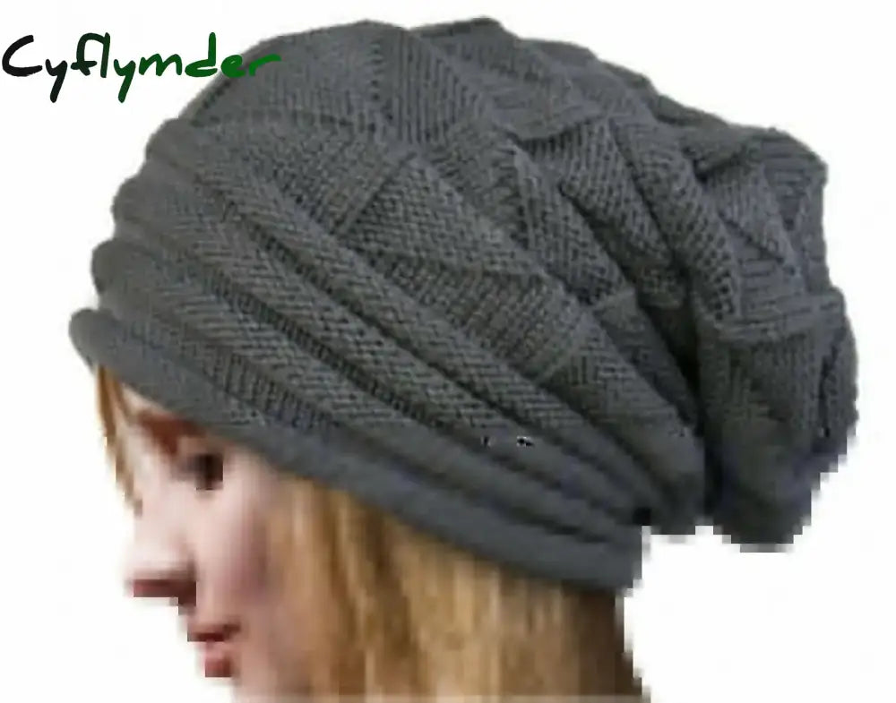 Cyflymder Knitted Baggy Beanie Oversized Winter Hat Ski Slouchy Cap Skullies Beanies Women Men Winter Wool Warm Cap