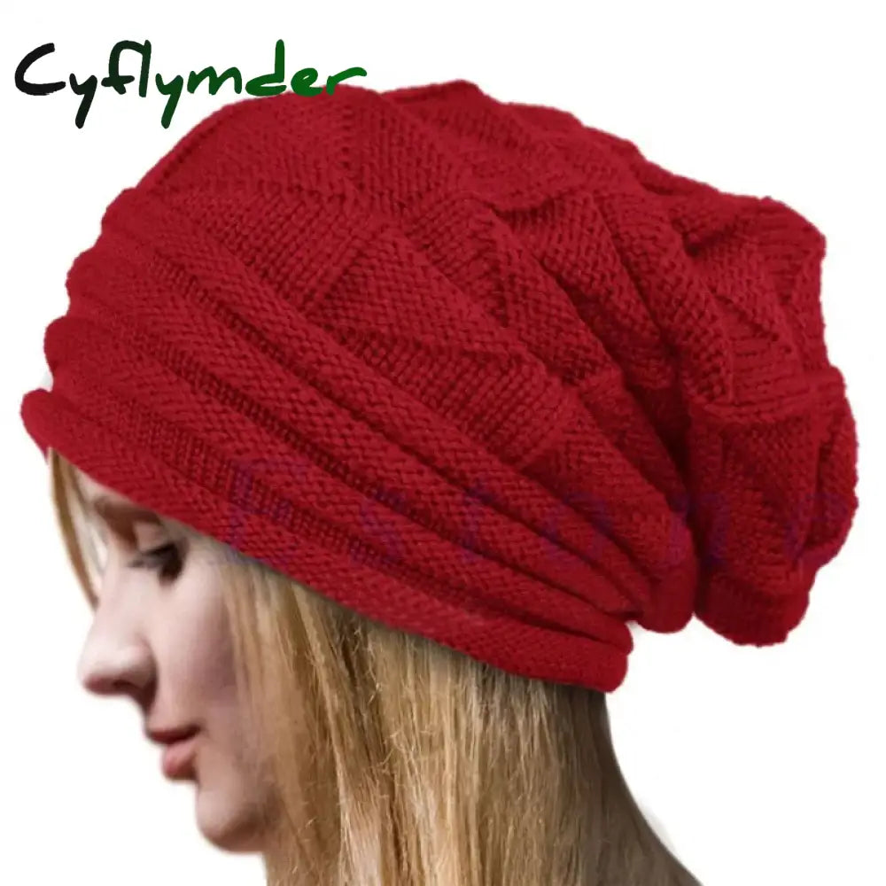 Cyflymder Knitted Baggy Beanie Oversized Winter Hat Ski Slouchy Cap Skullies Beanies Women Men Winter Wool Warm Cap