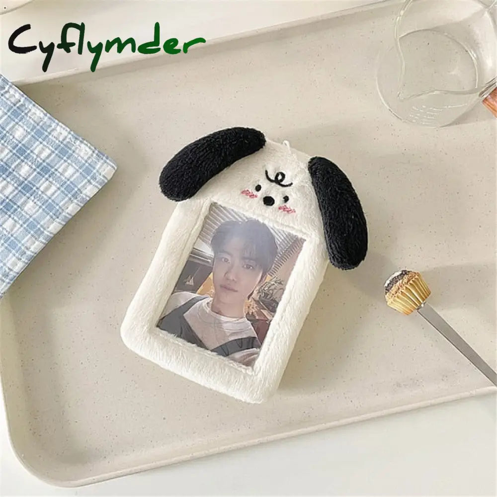 Cyflymder Korea Cute Bear Rabbit Plush Photocard Holder Kawaii Kpop Idol Photo Sleeve Case Id Card