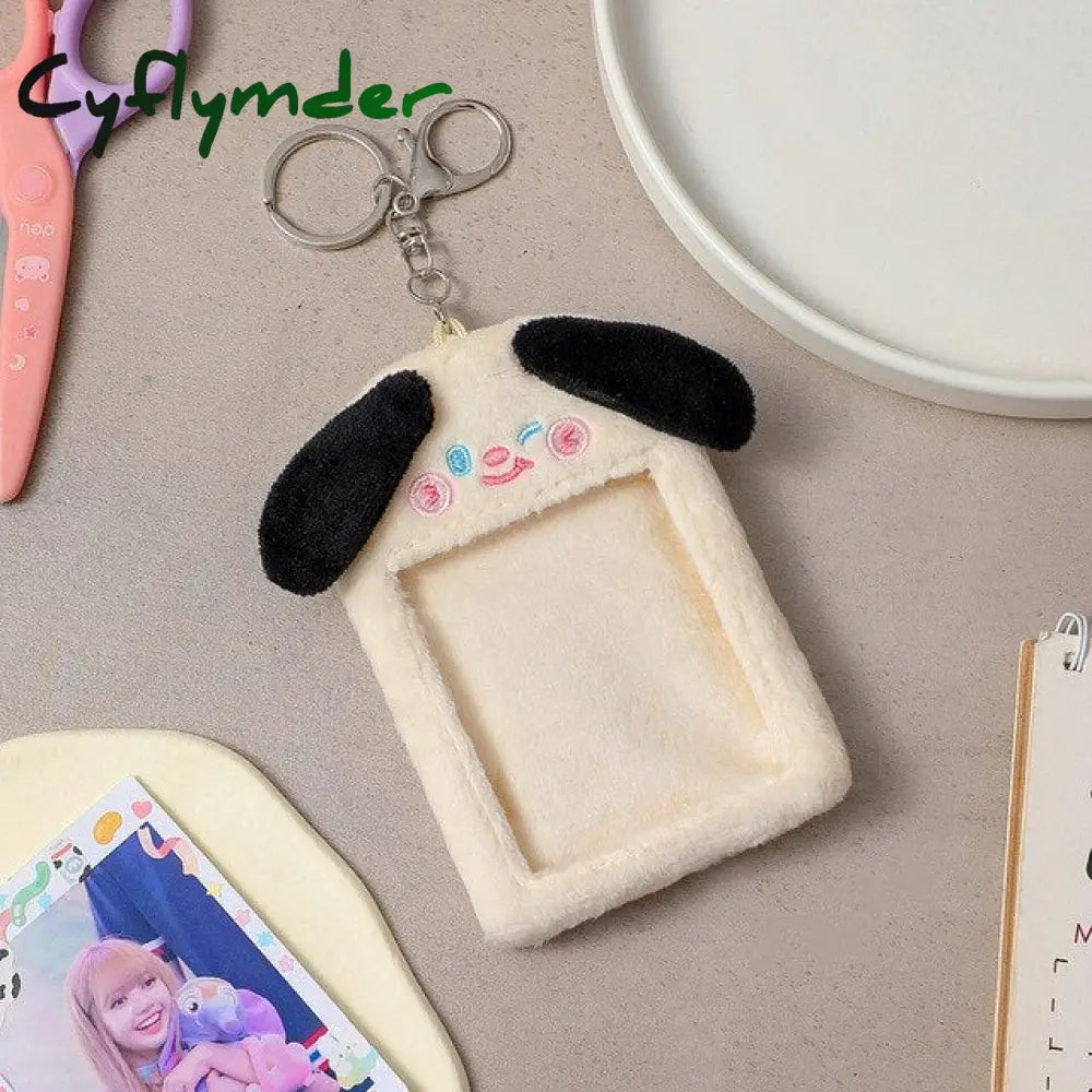 Cyflymder Korea Cute Bear Rabbit Plush Photocard Holder Kawaii Kpop Idol Photo Sleeve Case Id Card