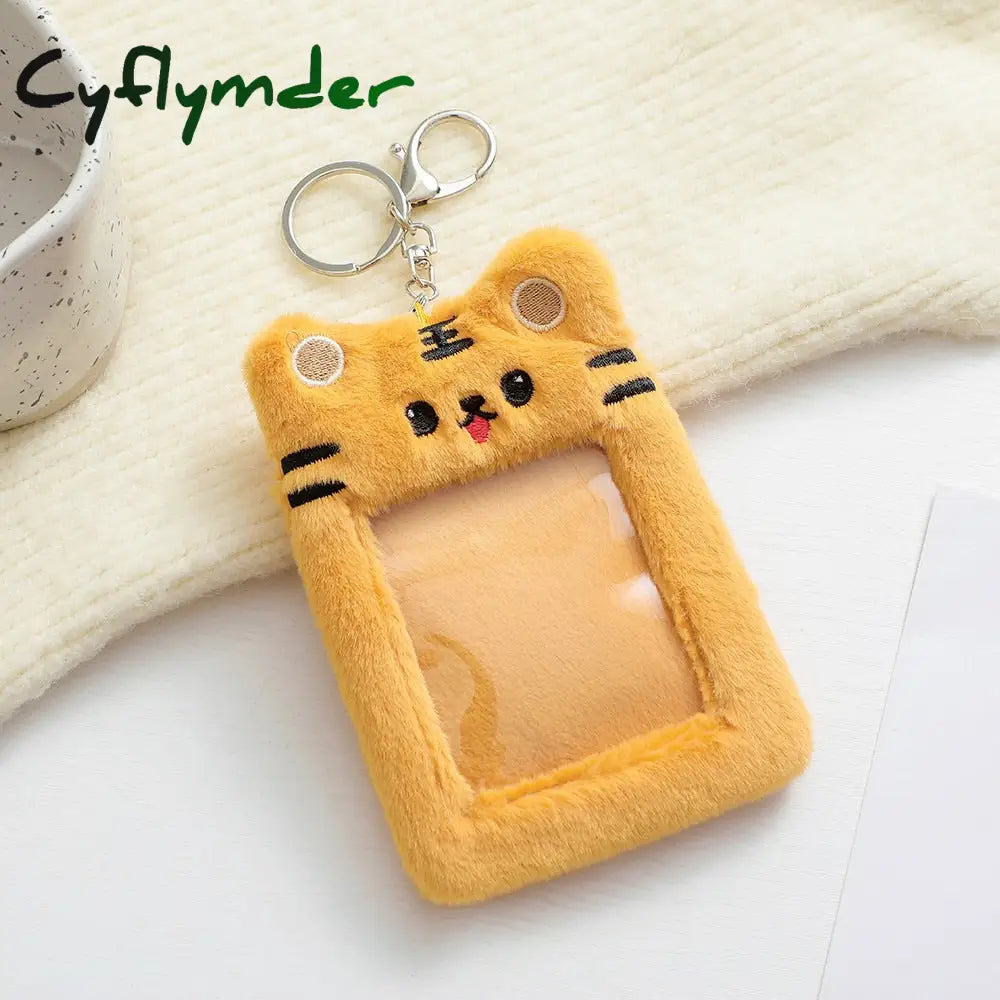 Cyflymder Korea Cute Bear Rabbit Plush Photocard Holder Kawaii Kpop Idol Photo Sleeve Case Id Card