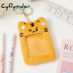 Cyflymder Korea Cute Bear Rabbit Plush Photocard Holder Kawaii Kpop Idol Photo Sleeve Case Id Card