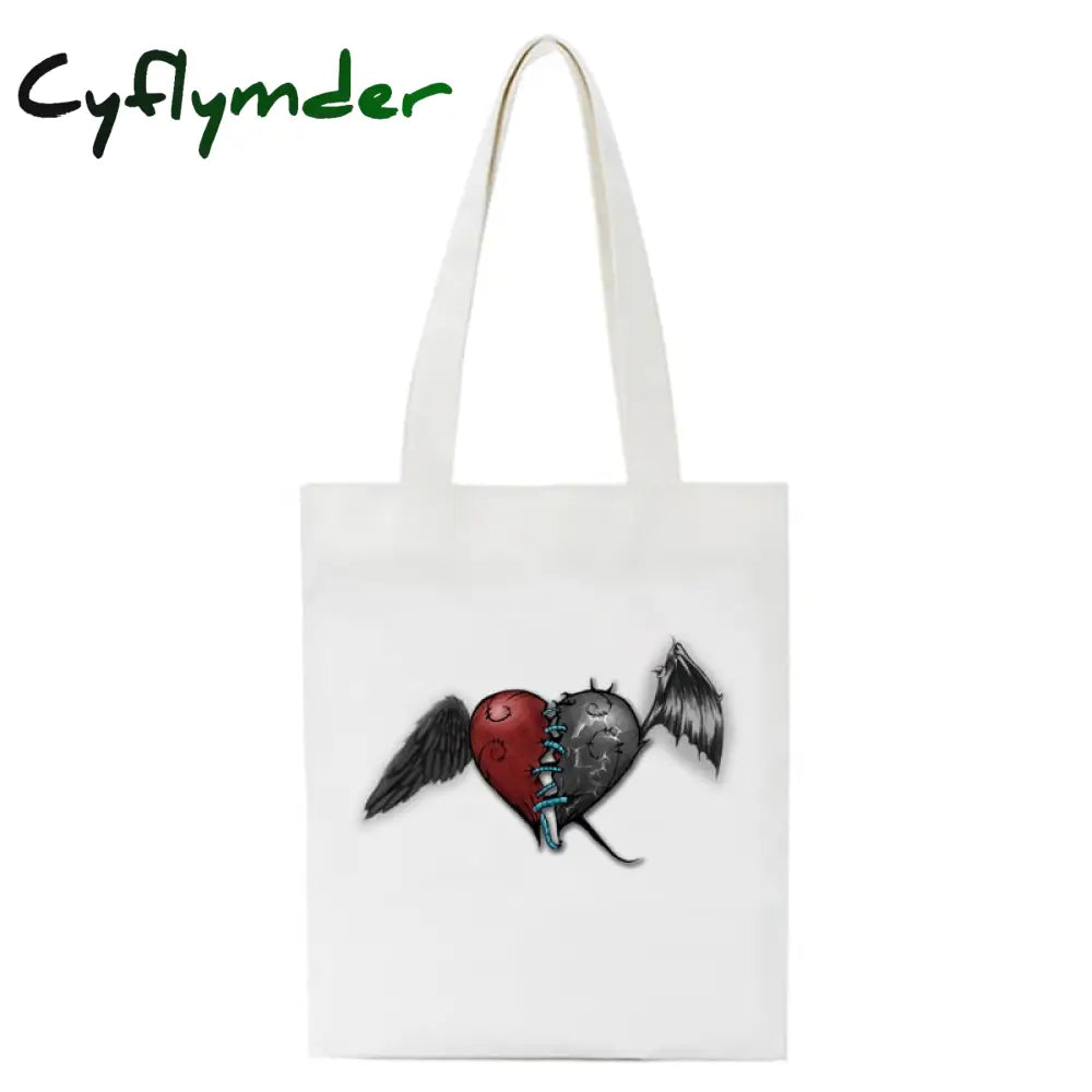 Cyflymder Korea Ulzzang Ins Heart Harajuku Women Shoulder Bag Art Gothic School Y2K Anime Canvas