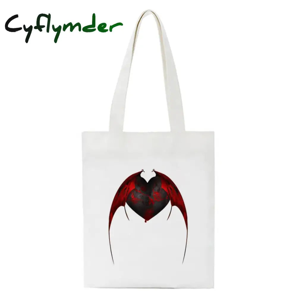 Cyflymder Korea Ulzzang Ins Heart Harajuku Women Shoulder Bag Art Gothic School Y2K Anime Canvas