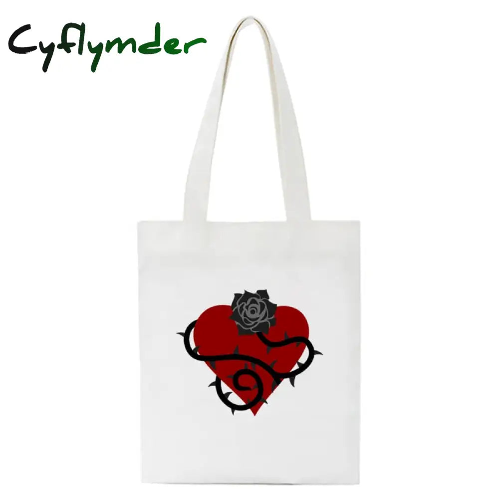 Cyflymder Korea Ulzzang Ins Heart Harajuku Women Shoulder Bag Art Gothic School Y2K Anime Canvas