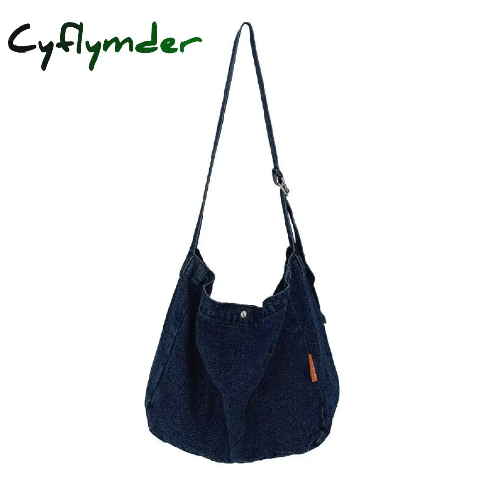 Cyflymder Korean Denim Women Shoulder Satchels Female Student Messenger Bags Large Fashion