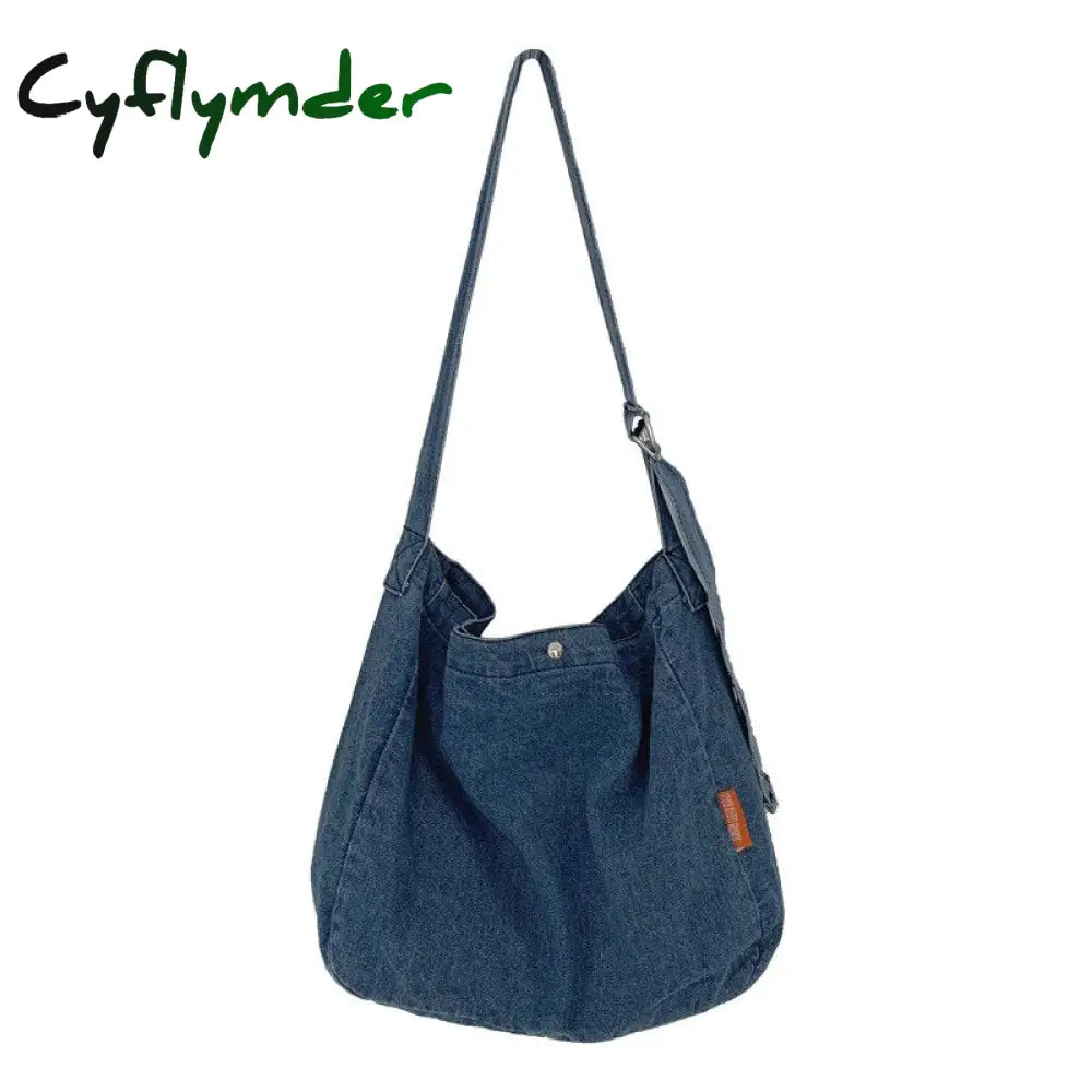 Cyflymder Korean Denim Women Shoulder Satchels Female Student Messenger Bags Large Fashion