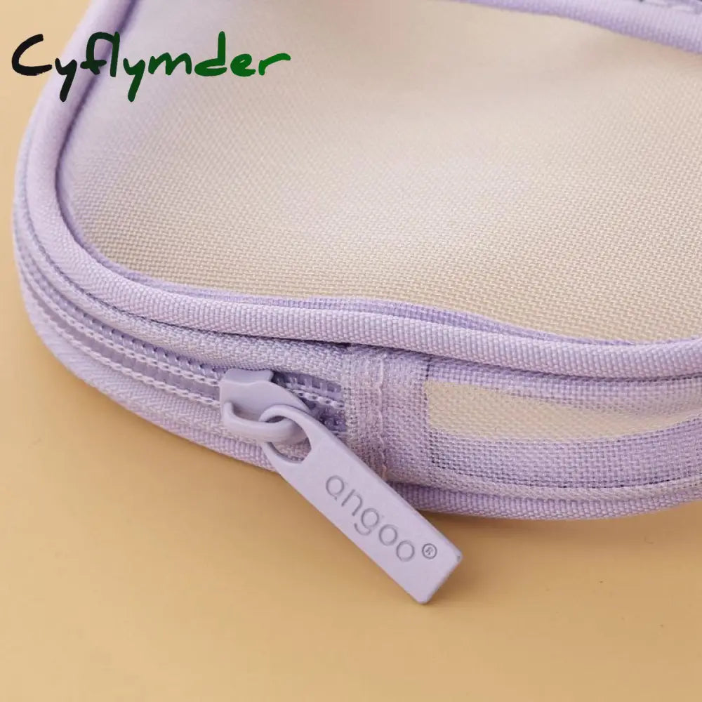 Cyflymder Korean Fashion Transparent Pencil Case Pouches Simple Macaroon Large Capacity Bag