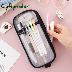 Cyflymder Korean Fashion Transparent Pencil Case Pouches Simple Macaroon Large Capacity Bag