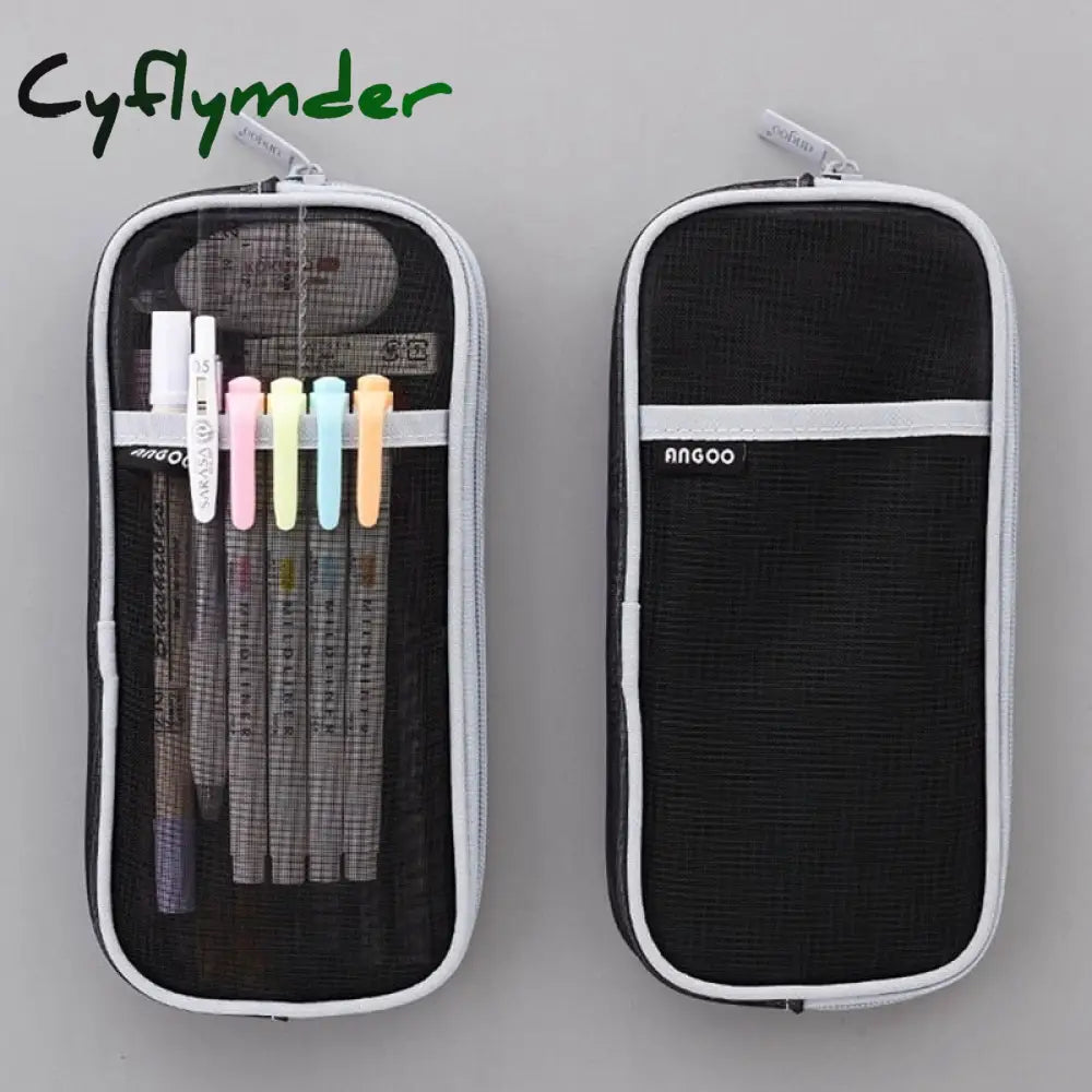 Cyflymder Korean Fashion Transparent Pencil Case Pouches Simple Macaroon Large Capacity Bag