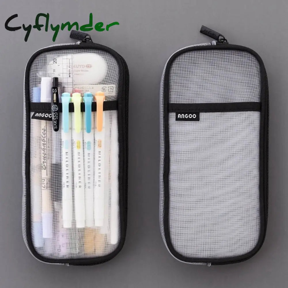 Cyflymder Korean Fashion Transparent Pencil Case Pouches Simple Macaroon Large Capacity Bag