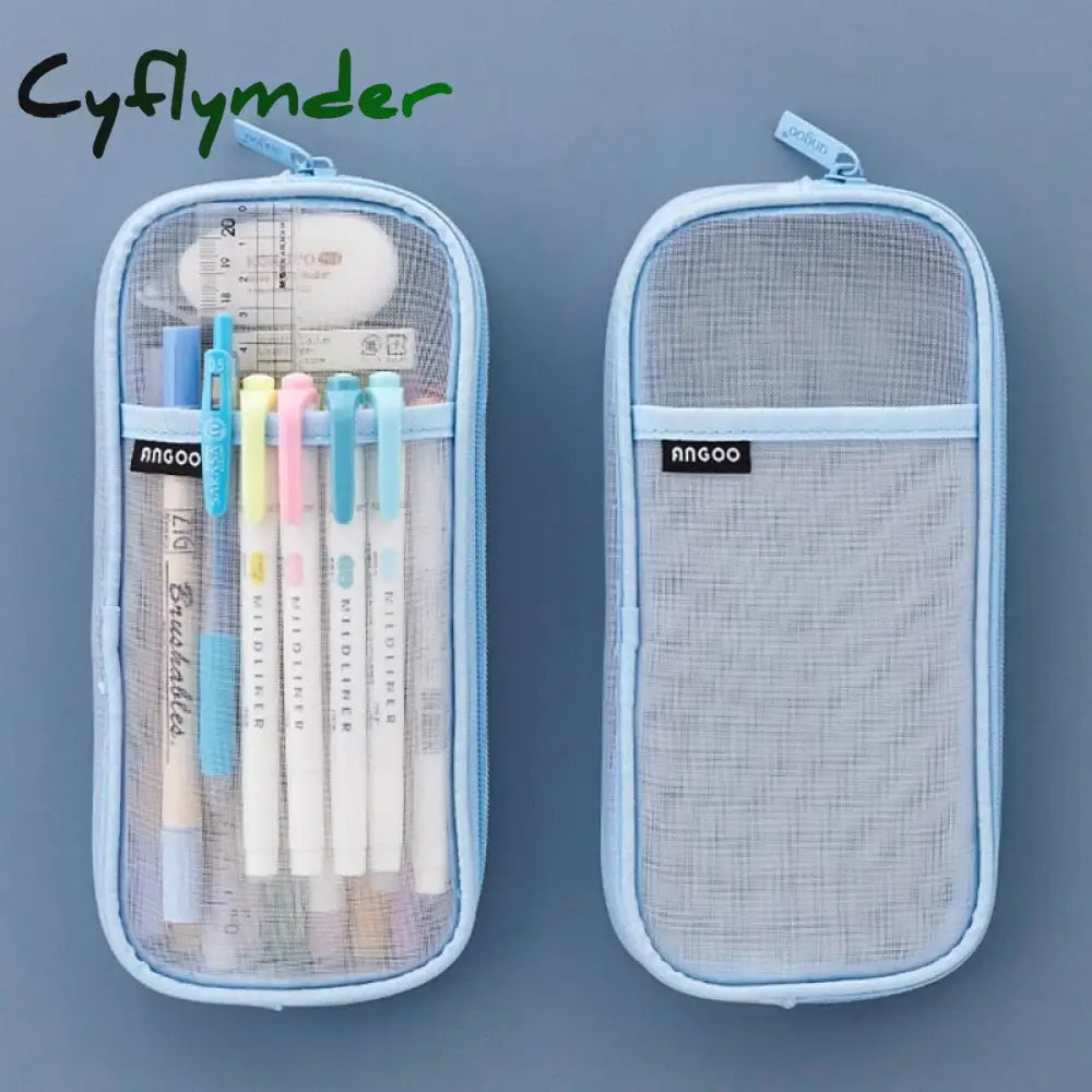 Cyflymder Korean Fashion Transparent Pencil Case Pouches Simple Macaroon Large Capacity Bag