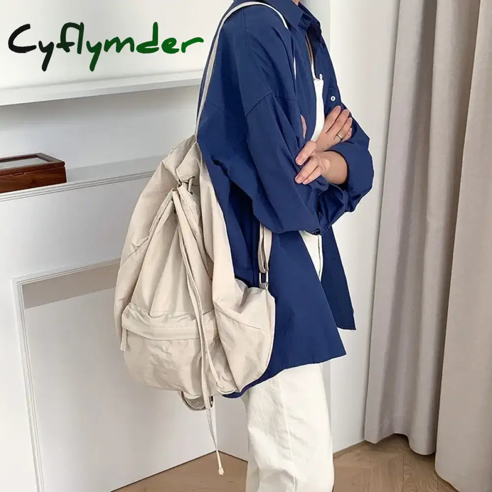 Cyflymder Korean Fashion Women Backpack Lightweight Nylon Fabric Drawstring Feminina Causal