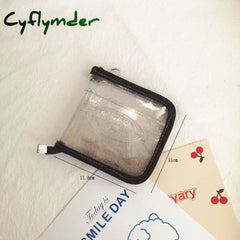 Cyflymder Korean Ins Laser Transparency Pencil Bag Pvc Black Border Flash Powder Loose-Leaf Binder