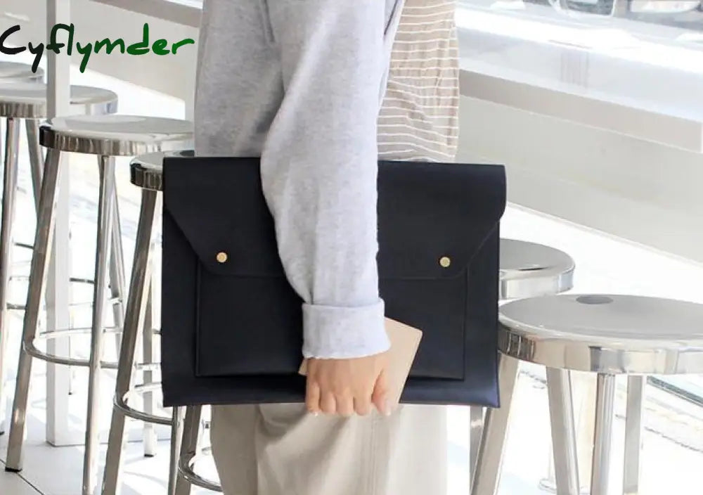 Cyflymder Korean New Women Envelope Clutch Bag Simple Pu Leather Female Commuter A4 Briefcase Large