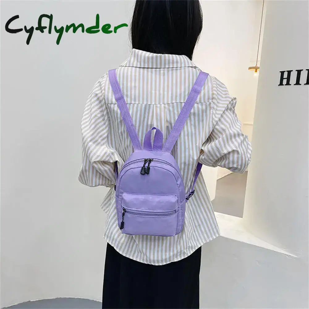 Cyflymder Korean Nylon Holographic Backpack Women Casual Solid Color Small Schoolbag Travel Bag For