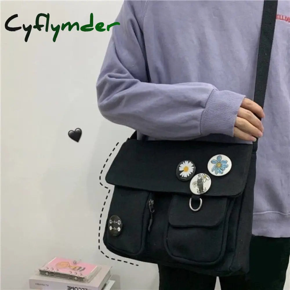 Cyflymder Korean Planet Print Women Shoulder Bag New Canvas For Multiple Pockets Messenger Bags