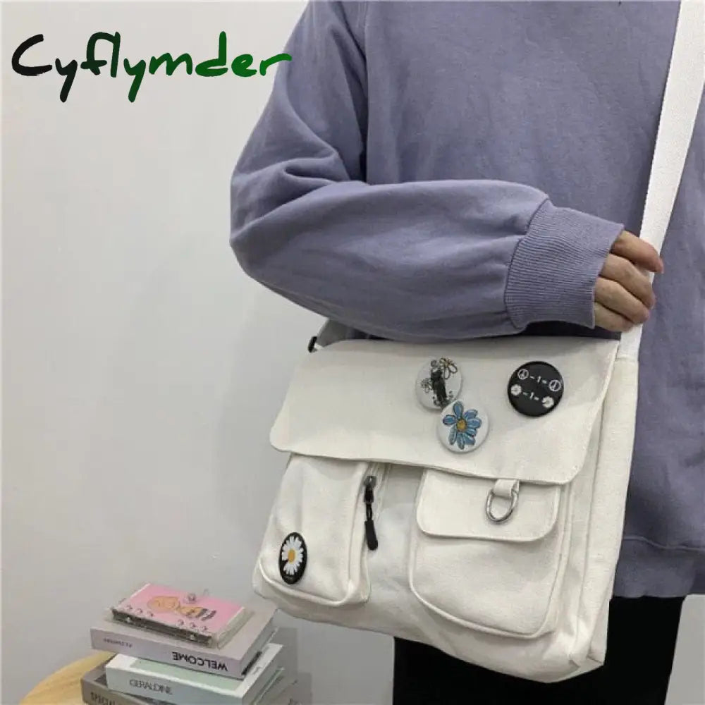 Cyflymder Korean Planet Print Women Shoulder Bag New Canvas For Multiple Pockets Messenger Bags