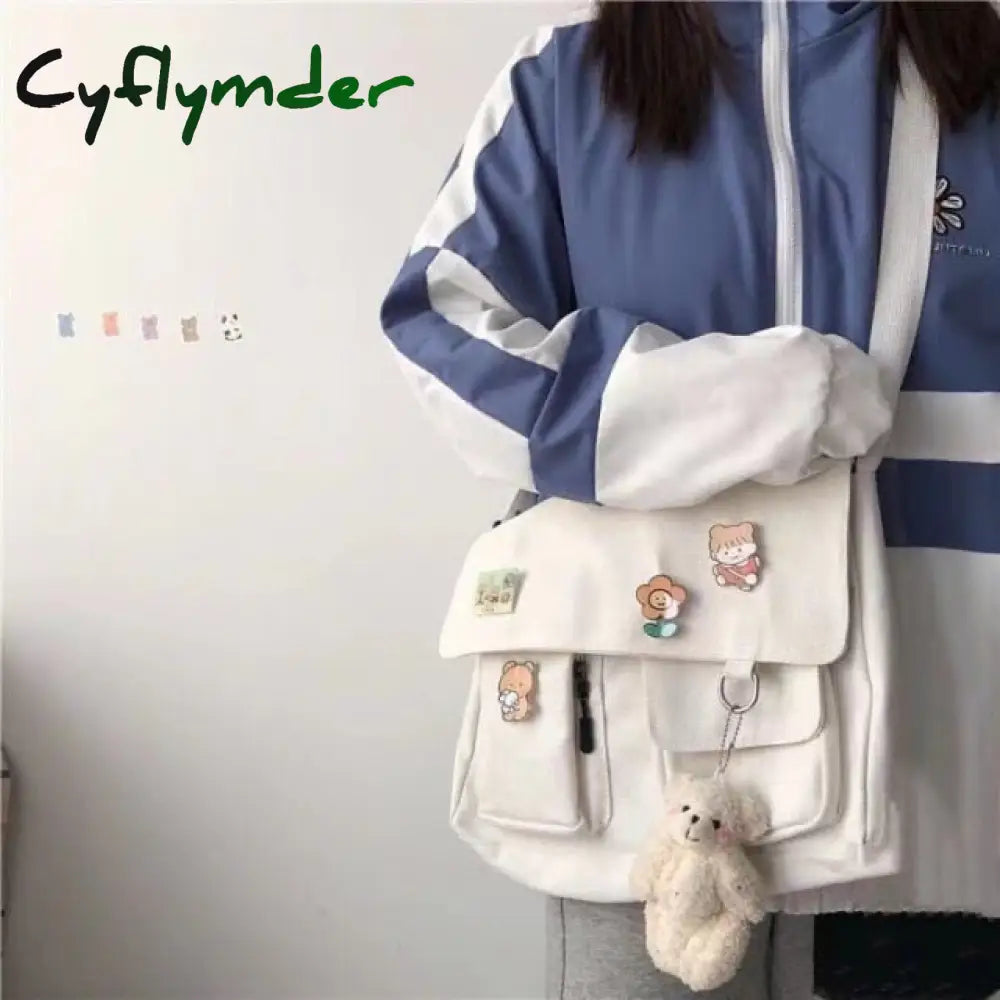 Cyflymder Korean Planet Print Women Shoulder Bag New Canvas For Multiple Pockets Messenger Bags