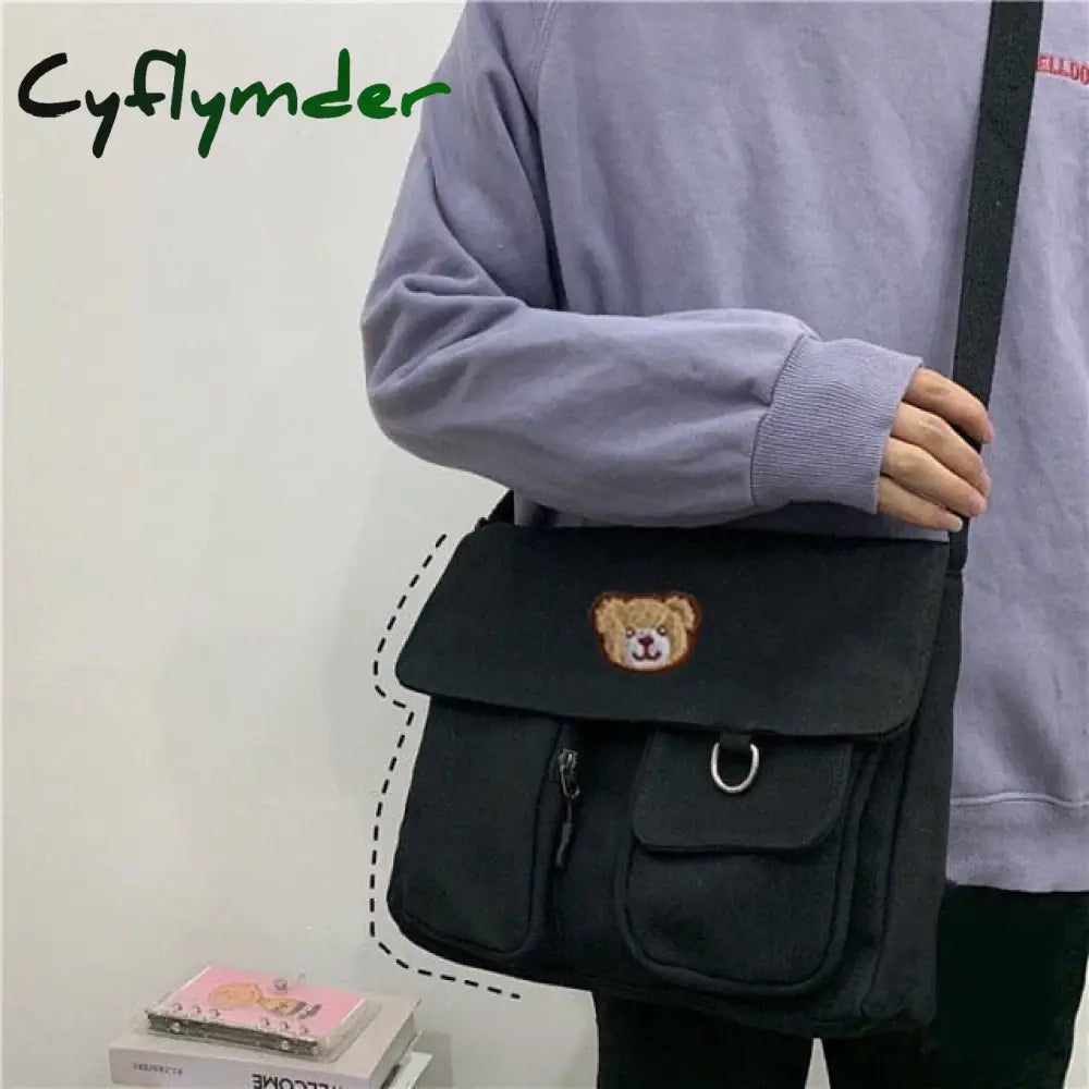 Cyflymder Korean Planet Print Women Shoulder Bag New Canvas For Multiple Pockets Messenger Bags