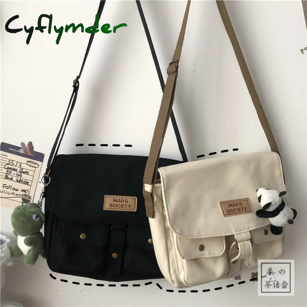 Cyflymder Korean Planet Print Women Shoulder Bag New Canvas For Multiple Pockets Messenger Bags