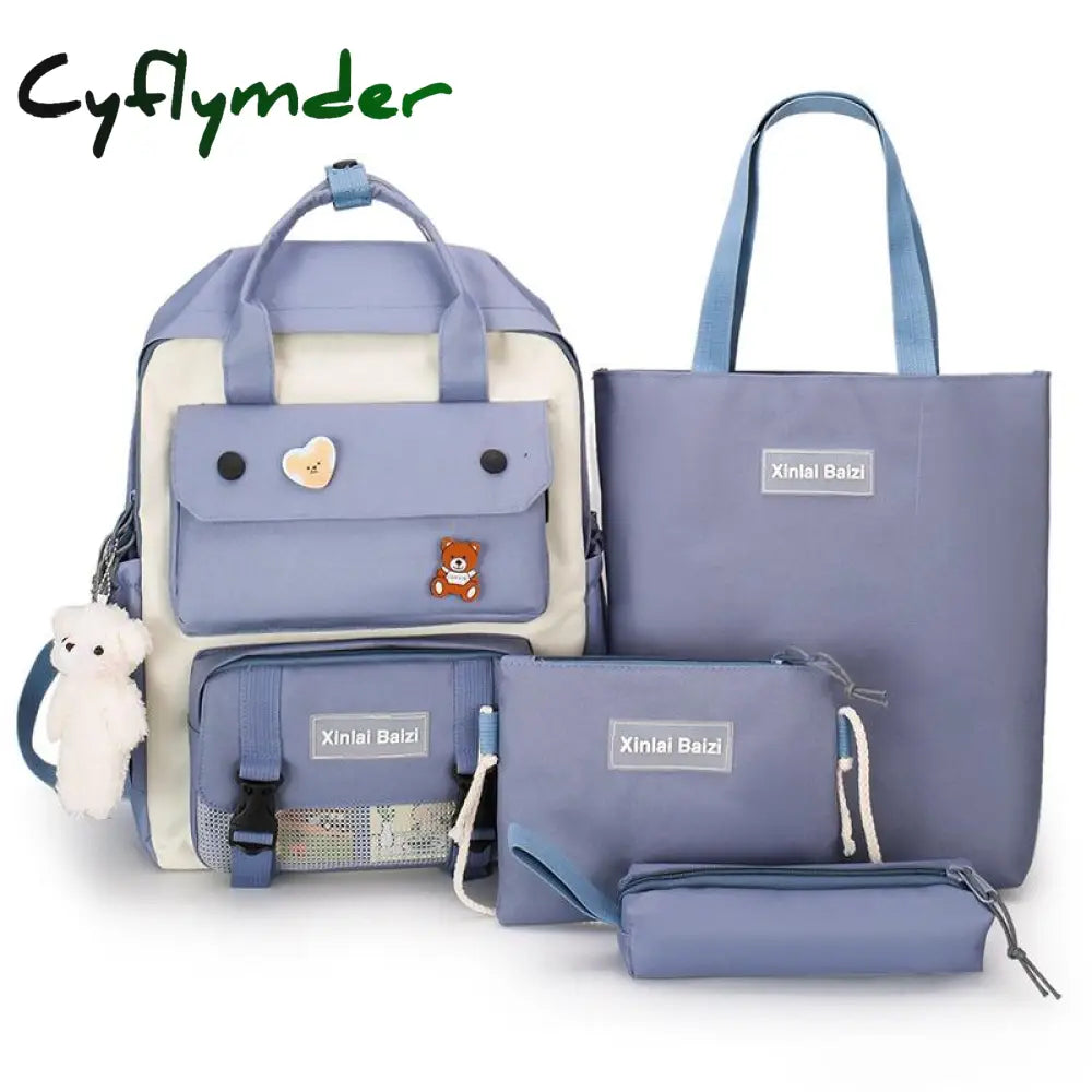 Cyflymder Korean Schools Bag For Junior High School Students Four Piece Set Schoolbag Primary