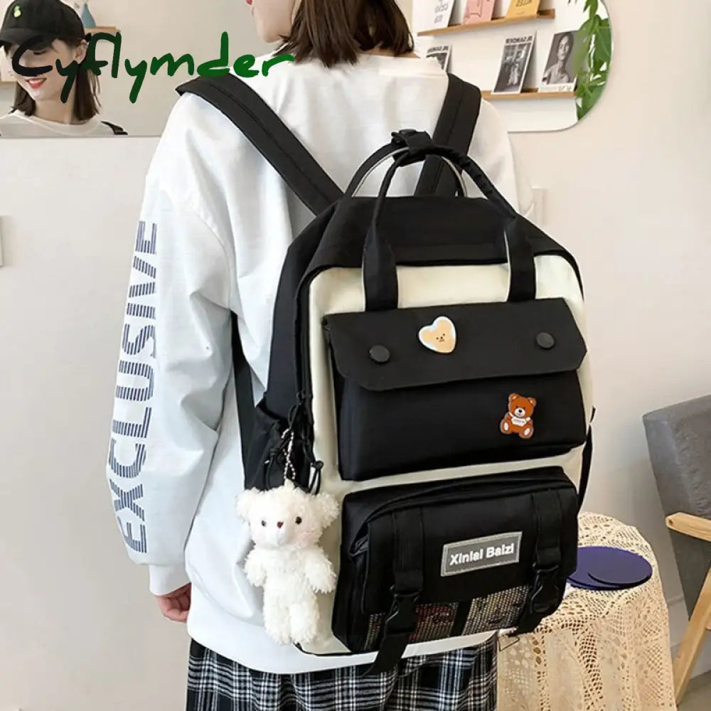 Cyflymder Korean Schools Bag For Junior High School Students Four Piece Set Schoolbag Primary