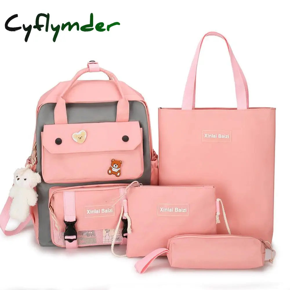 Cyflymder Korean Schools Bag For Junior High School Students Four Piece Set Schoolbag Primary