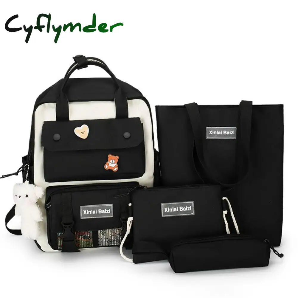 Cyflymder Korean Schools Bag For Junior High School Students Four Piece Set Schoolbag Primary