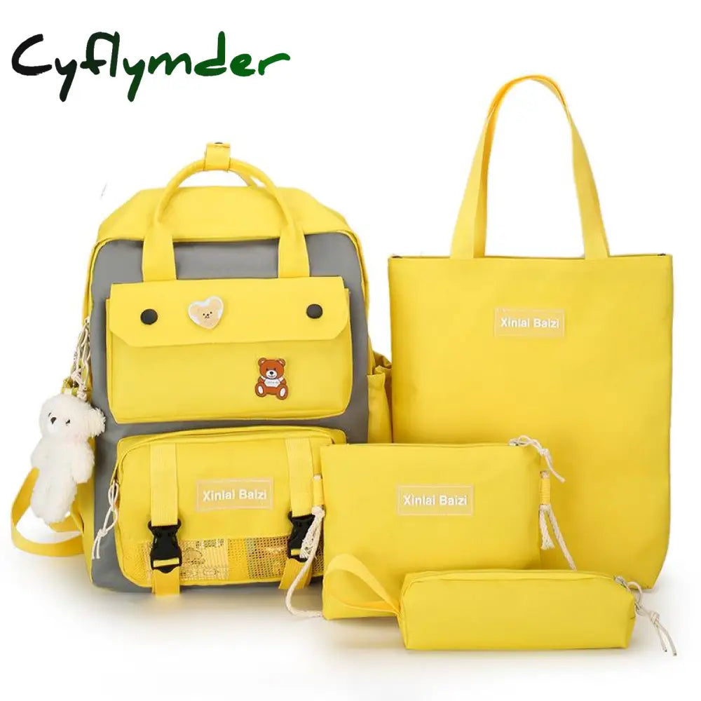 Cyflymder Korean Schools Bag For Junior High School Students Four Piece Set Schoolbag Primary