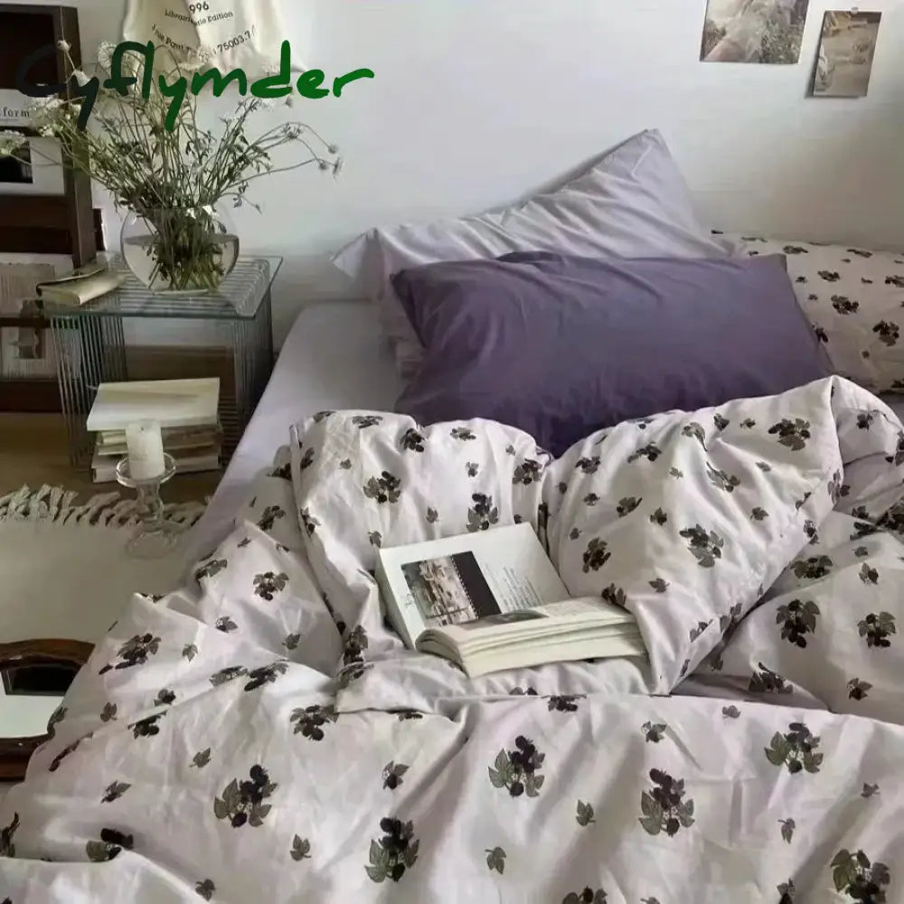 Cyflymder Korean Style Bedding Set Boys Girls Twin Queen Size Duvet Cover Flat Sheet Pillowcase Bed Linen Kids Adult