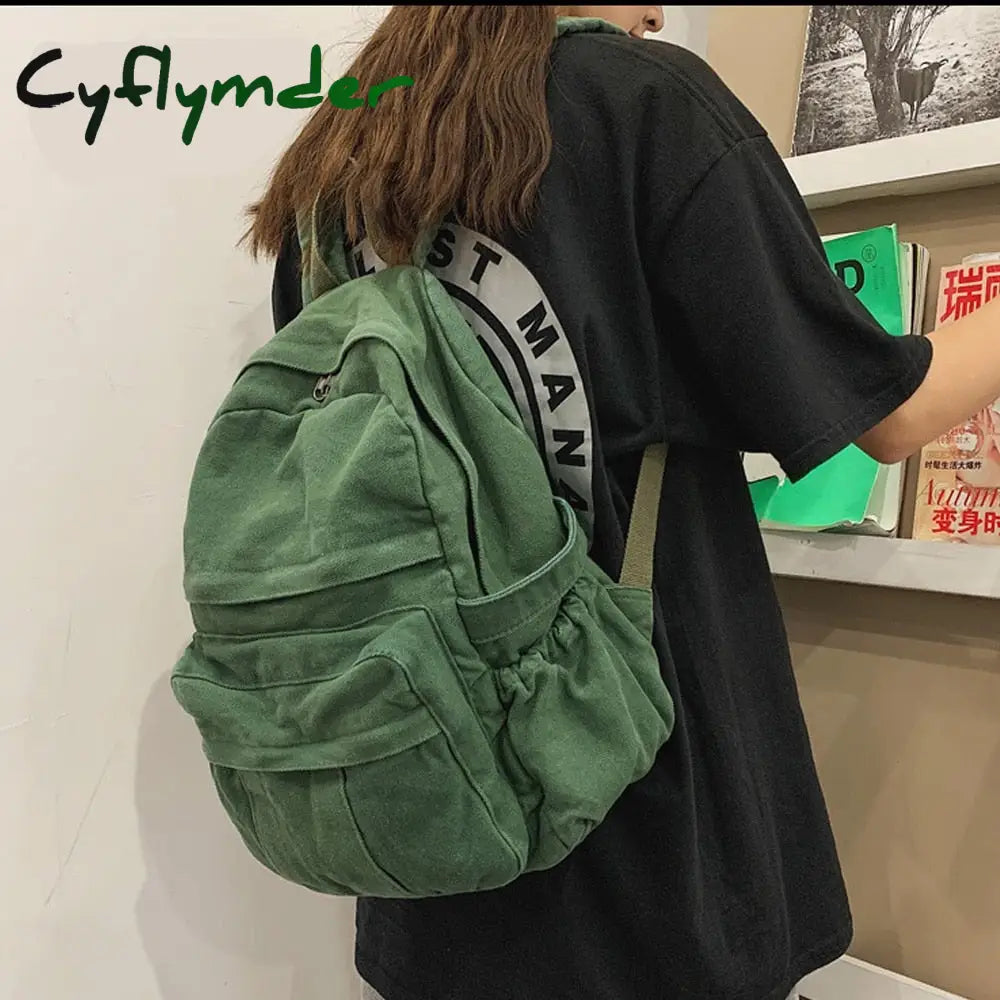 Cyflymder Korean Version High Capacity Travel Backpack Laptop Canvas Women Female Schoolbag For