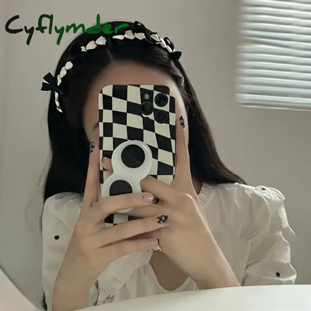 Cyflymder Korean Version Of Metal Love Bowknot Hair Hoop All-Match Girl Sweet Cool Ribbon Simple