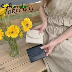 Cyflymder Korean Version Silver Simple Cover Type Coin Wallet Ins Student Wallet Female Card Bag Short Purses for Women