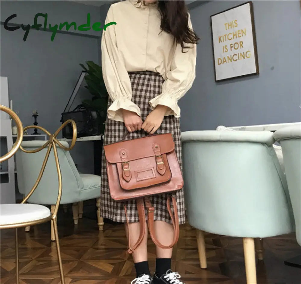 Cyflymder Korean Vintage Women Backpacks Preppy Style Student Backpack Multifunctional Female