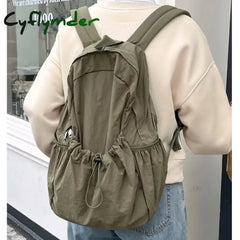 Cyflymder Kpop Drawsting Backpacks For Women Casual Soft Nylon Lady Backpack Light Students Bag