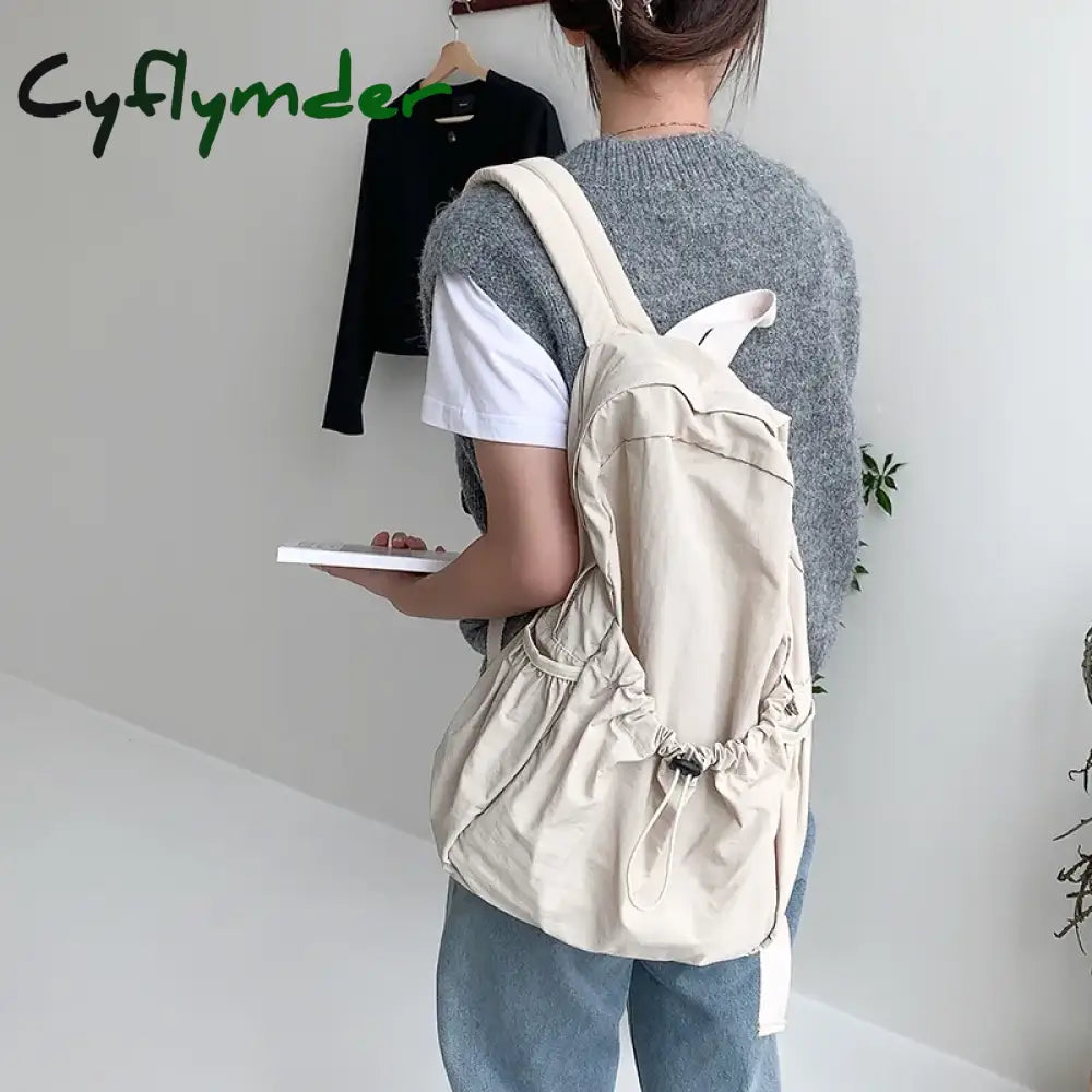 Cyflymder Kpop Drawsting Backpacks For Women Casual Soft Nylon Lady Backpack Light Students Bag