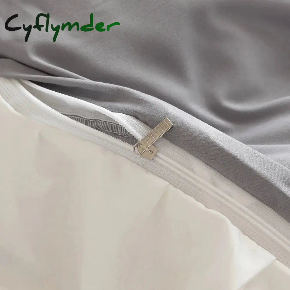 Cyflymder Lace Ruffles Bedding Set White and Gray Color Bedclothes for Boys/Girls Full Size Quilt Cover Sets Queen/King